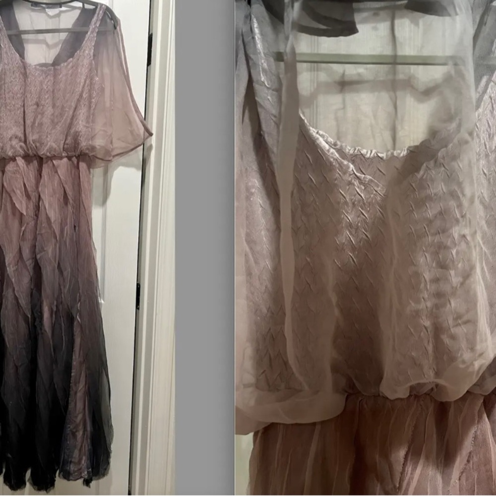 HOT Black by Komarov Sheer Chiffon Blouson Charmeuse Ombre Dress Gown $598+tax! - Picture 7 of 12